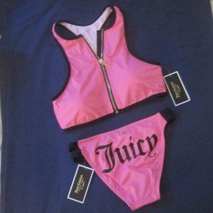 zip front bikini swim suit set Azalea Pink JUICY
